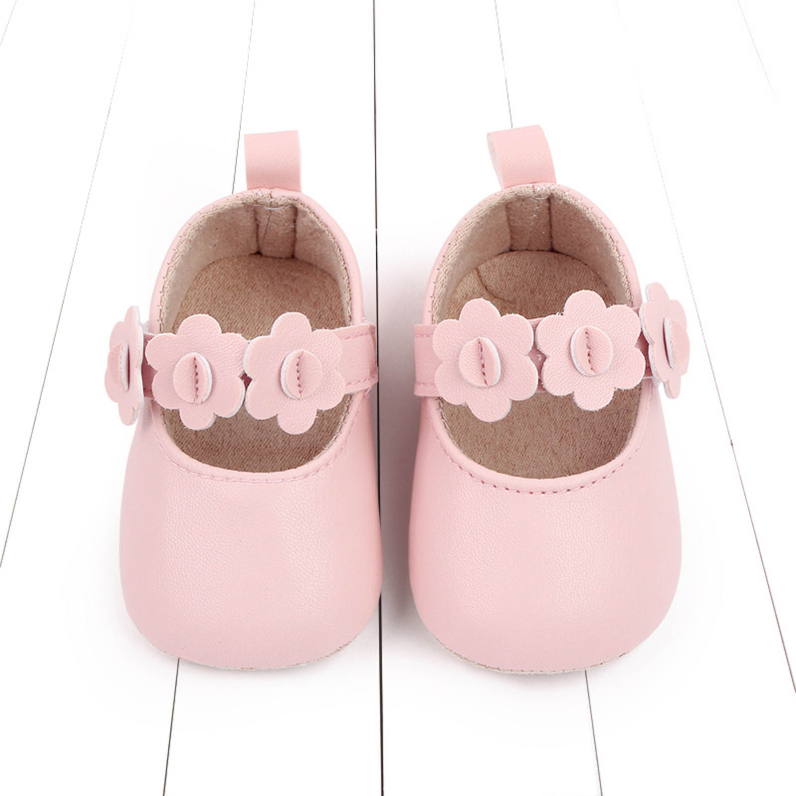 Avrntaa First Shoes for Walking Baby Girl - Soft Sole Princess Wedding Dress Shoes Mary Jane Flats Pink Shoes Size 2.5Infant